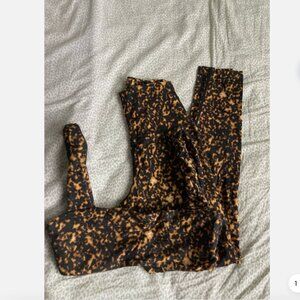 We Wore What Workout Outfit Brown Animal Print Bra And Leggings Set Size XS